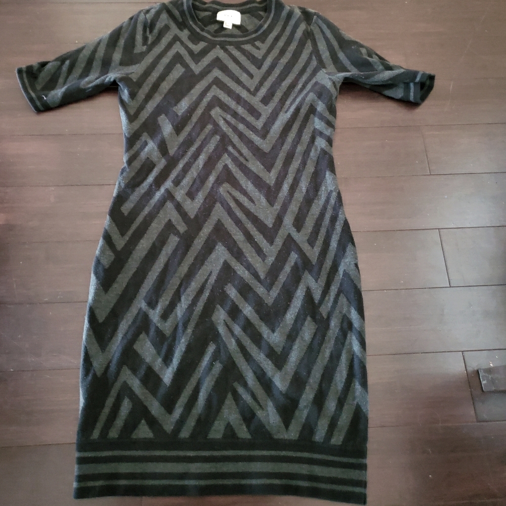 Black and gray sweater dress